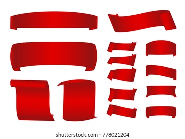 Scroll Red, realistic, paper banners. Vector illustration.
