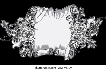 Scroll and roses