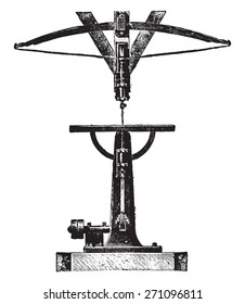 Scroll saw or jig, vintage engraved illustration. Industrial encyclopedia E.-O. Lami - 1875. 