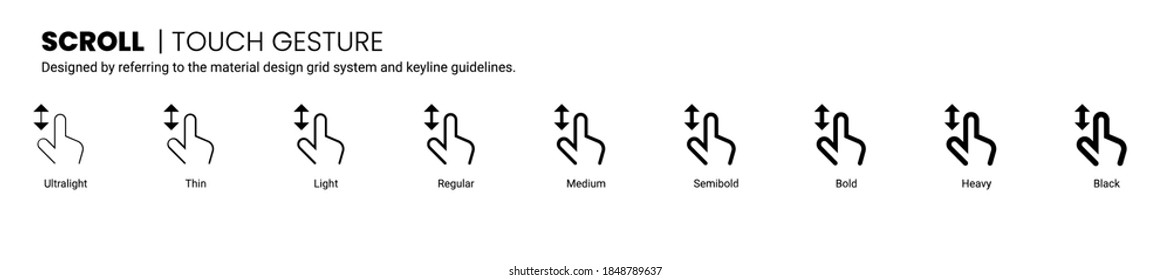 scroll screen touch and gesture icon is designed to be simple, uncomplicated, and minimal referring to Google’s Material Design.
