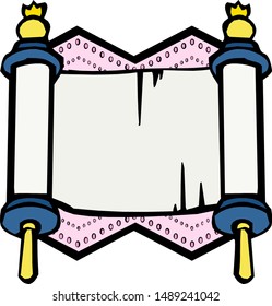 scroll of scripture. a scroll of Torah unfurled on the table.