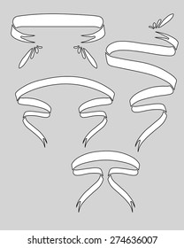 Scroll set hand drawn, vector illustration