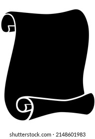 Scroll, sheet of paper or papyrus - vector black silhouette for logo or pictogram. Scroll of parchment - sign or icon