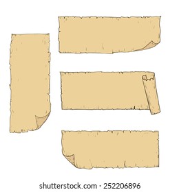 Scroll with space for text.  Copy Space. Old paper scrolls or parchments realistc  illustration. Set of shabby vintage paper. Vector illustration.