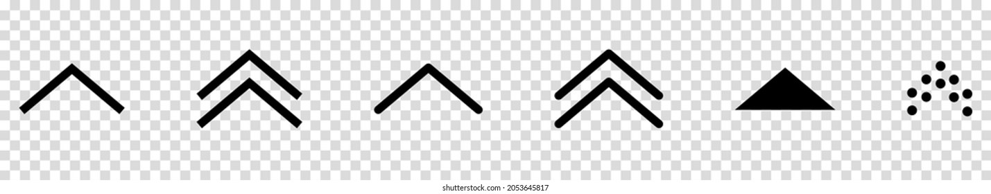 Scroll or swipe up icons. Vector buttons isolated on transparent background