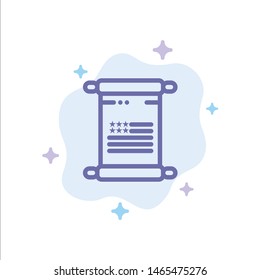 Scroll, Text, American, Usa Blue Icon on Abstract Cloud Background. Vector Icon Template background