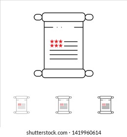 Scroll, Text, American, Usa Bold and thin black line icon set