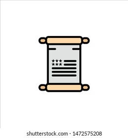 Scroll, Text, American, Usa Business Logo Template. Flat Color