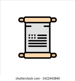 Scroll, Text, American, Usa  Flat Color Icon. Vector icon banner Template