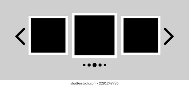 Scrollen Sie durch Fotos. Flat, schwarz, Foto Flipping Layout. Vektorgrafik