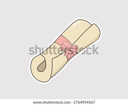 Scroll tied with Ribbon vector illustration. Illustration for a historical document, diploma or certificate on a website