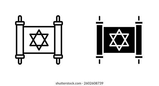 Scroll Torah flat Icons in line outline and flat solid style on white background
