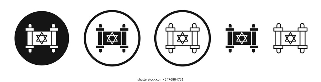 Scroll Torah flat liner icon set.