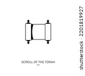 Scroll of the Torah icon known in the Jewish tradition as the Written Torah. Line style vector in black on white background. Can be used for logos, banners, flyers, stickers, posters and decoration