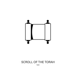 Scroll Of The Torah Icon Known In The Jewish Tradition As The Written Torah. Line Style Vector In Black On White Background. Can Be Used For Logos, Banners, Flyers, Stickers, Posters And Decoration