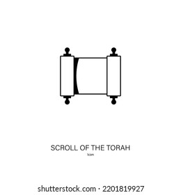 Scroll of the Torah icon known in the Jewish tradition as the Written Torah. Line style vector in black on white background. Can be used for logos, banners, flyers, stickers, posters and decoration