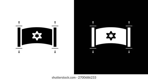 Scroll Torah icon silhouette collection in black and white flat solid versions for graphic designs