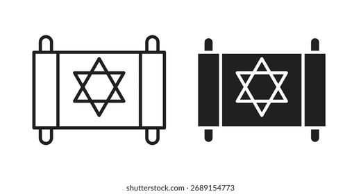 Rolar o ícone da Torá vetor em design simples plano, contorno.