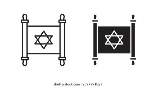 Scroll Torah line icon vector set.