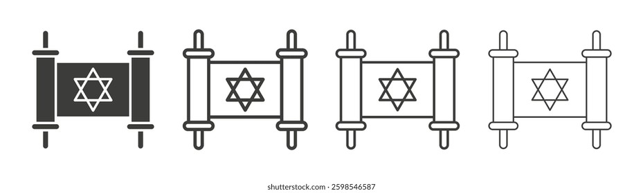 Scroll Torah line icon vector illustration set.