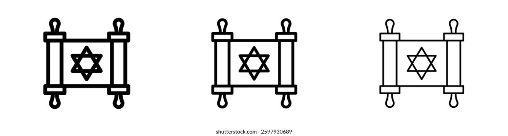 Scroll Torah thin line vector icon set.