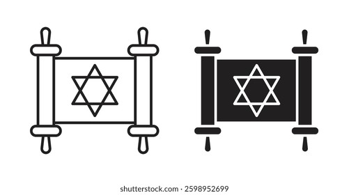 Scroll Torah vector line icon illustration collection.