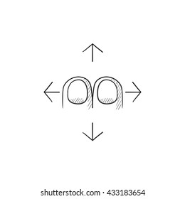 Scroll touch screen gesture vector sketch icon isolated on background. Hand drawn Scroll touch screen gesture icon. Scroll touch screen gesture sketch icon for infographic, website or app.