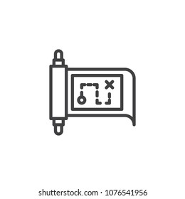 Scroll Treasure Map outline icon. linear style sign for mobile concept and web design. Paper map simple line vector icon. Symbol, logo illustration. Pixel perfect vector graphics