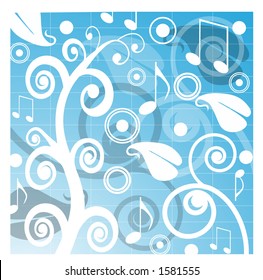 scroll tree on blue