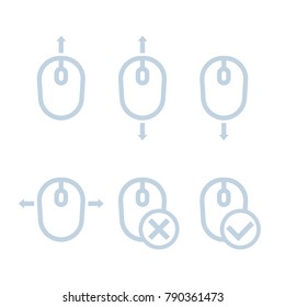 scroll up, down with mouse vector icons set