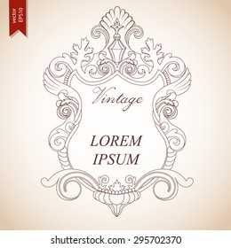 Scroll vector frame. Calligraphic design element.