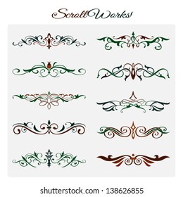 Scroll works Design, Ornamental decorative Elements
