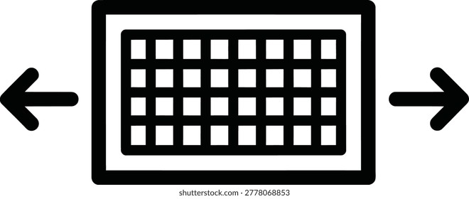 Scrollable table arrows icon on transparent background.