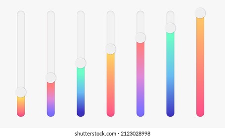 Colorido conjunto de barras de desplazamiento. Diseño moderno para tu sitio web. Ilustración del vector aislada en fondo blanco