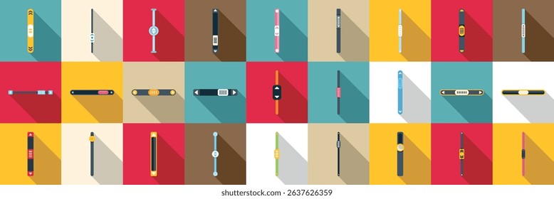  Scrollbar icons set. Different wristwatch straps and bracelets are presented in various colors and designs, showcasing a wide selection for diverse preferences