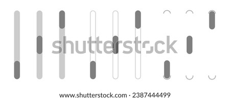 Scrollbar set, scroll bars isolated, scroll bar slider, progress down and up, UI design button icons for interface, interaction technique or widget for scrolling. Navigation element. Frontend control