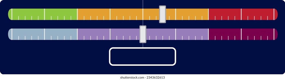 scrollbar, vector illustration. Panel slider bar. Minimum or maximum adjustment button. Horizontal drag shape, level, scale.