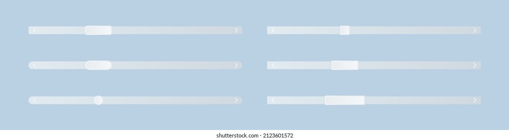 Barras de desplazamiento establecidas. Elementos de la interfaz de usuario. Plantillas para el desplazamiento de páginas web. Ilustración vectorial.