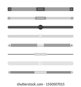 Scrollbars. Website design template scroll bars, computer ui scrolling tools vector elements, web rollover bar set isolated on white background