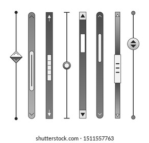 Scrollbars. Website Ui Rollover Bar Set, Computer Design Scrolling Elements, Decorative Scrolls Templates For Web And Ux, Vector Illustration