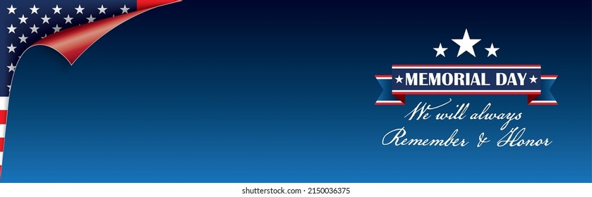 Scrolled Corner USA Flag Memorial Day Remember