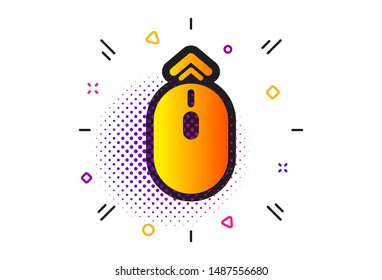 Scrolling arrow sign. Halftone circles pattern. Swipe up mouse icon. Landing page scroll symbol. Classic flat swipe up icon. Vector