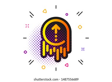 Scrolling arrow sign. Halftone circles pattern. Swipe up icon. Landing page scroll symbol. Classic flat swipe up icon. Vector