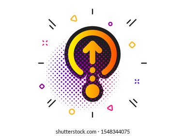 Scrolling arrow sign. Halftone circles pattern. Swipe up icon. Landing page scroll symbol. Classic flat swipe up icon. Vector