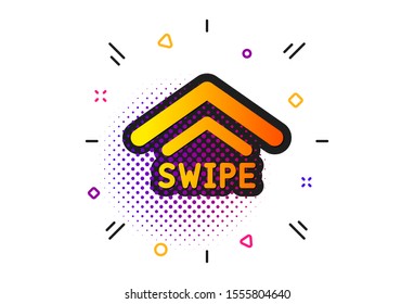 Scrolling arrow sign. Halftone circles pattern. Swipe up icon. Landing page scroll symbol. Classic flat swipe up icon. Vector