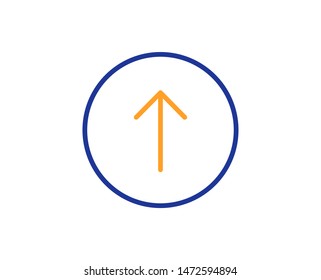 Scrolling arrow sign. Swipe up button line icon. Landing page scroll symbol. Colorful outline concept. Blue and orange thin line swipe up icon. Vector