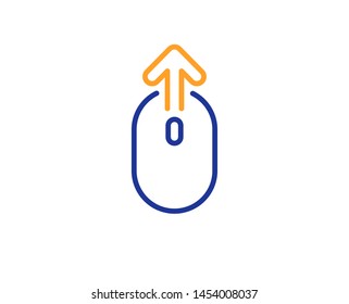 Scrolling arrow sign. Swipe up mouse line icon. Landing page scroll symbol. Colorful outline concept. Blue and orange thin line swipe up icon. Vector