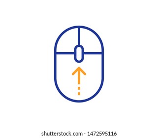 Scrolling arrow sign. Swipe up mouse line icon. Landing page scroll symbol. Colorful outline concept. Blue and orange thin line swipe up icon. Vector