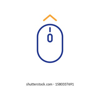 Scrolling arrow sign. Swipe up mouse line icon. Landing page scroll symbol. Colorful outline concept. Blue and orange thin line swipe up icon. Vector