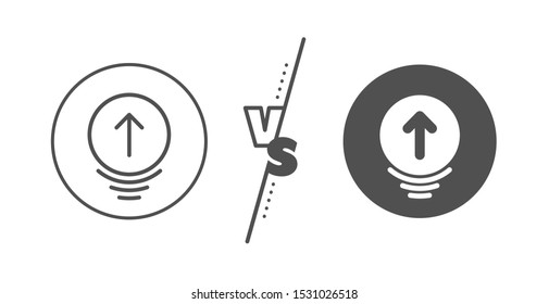 Scrolling arrow sign. Versus concept. Swipe up line icon. Landing page scroll symbol. Line vs classic swipe up icon. Vector